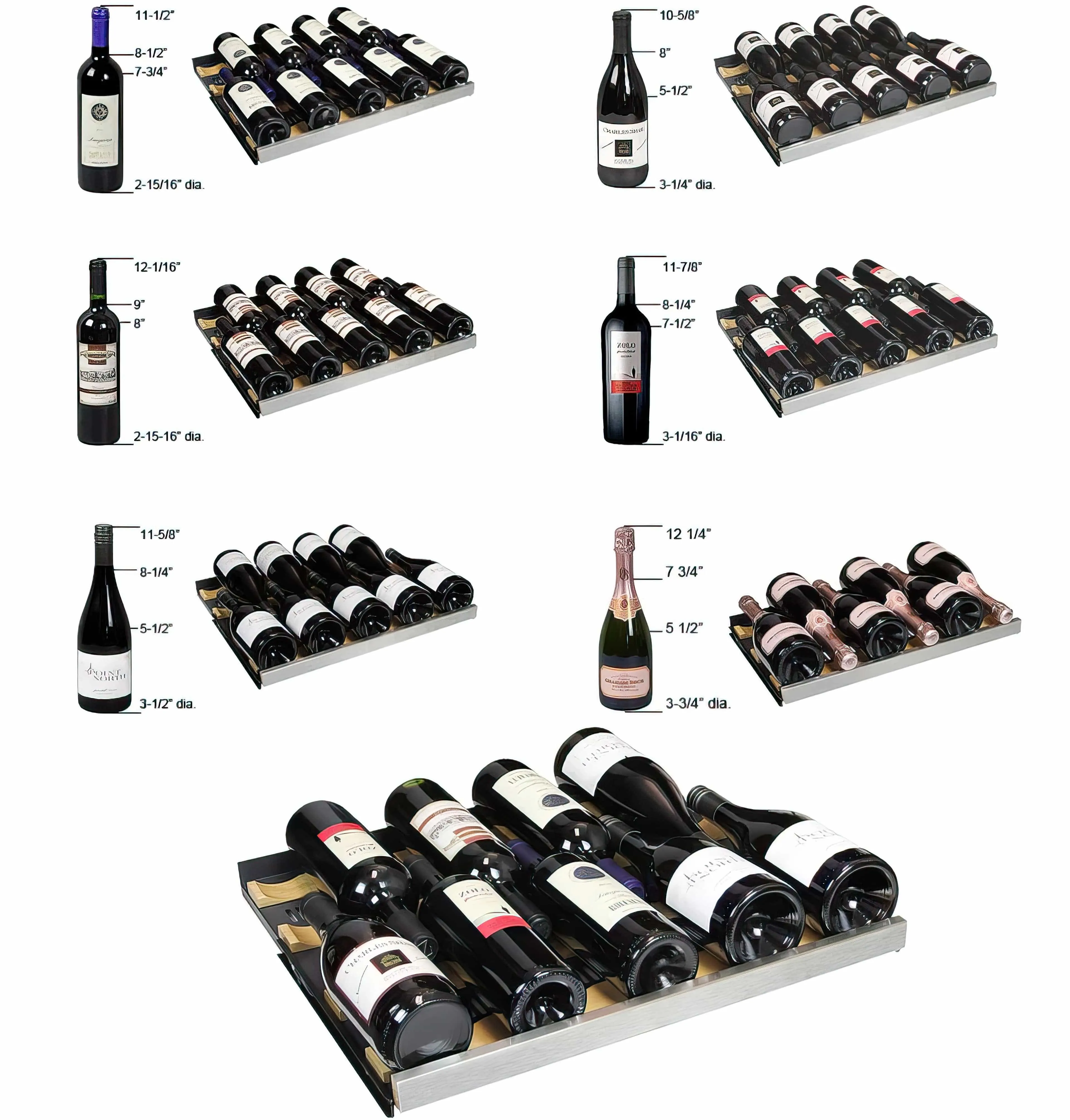 24" Wide FlexCount II Tru-Vino 172 Bottle Dual Zone Stainless Steel Left Hinge Wine Refrigerator