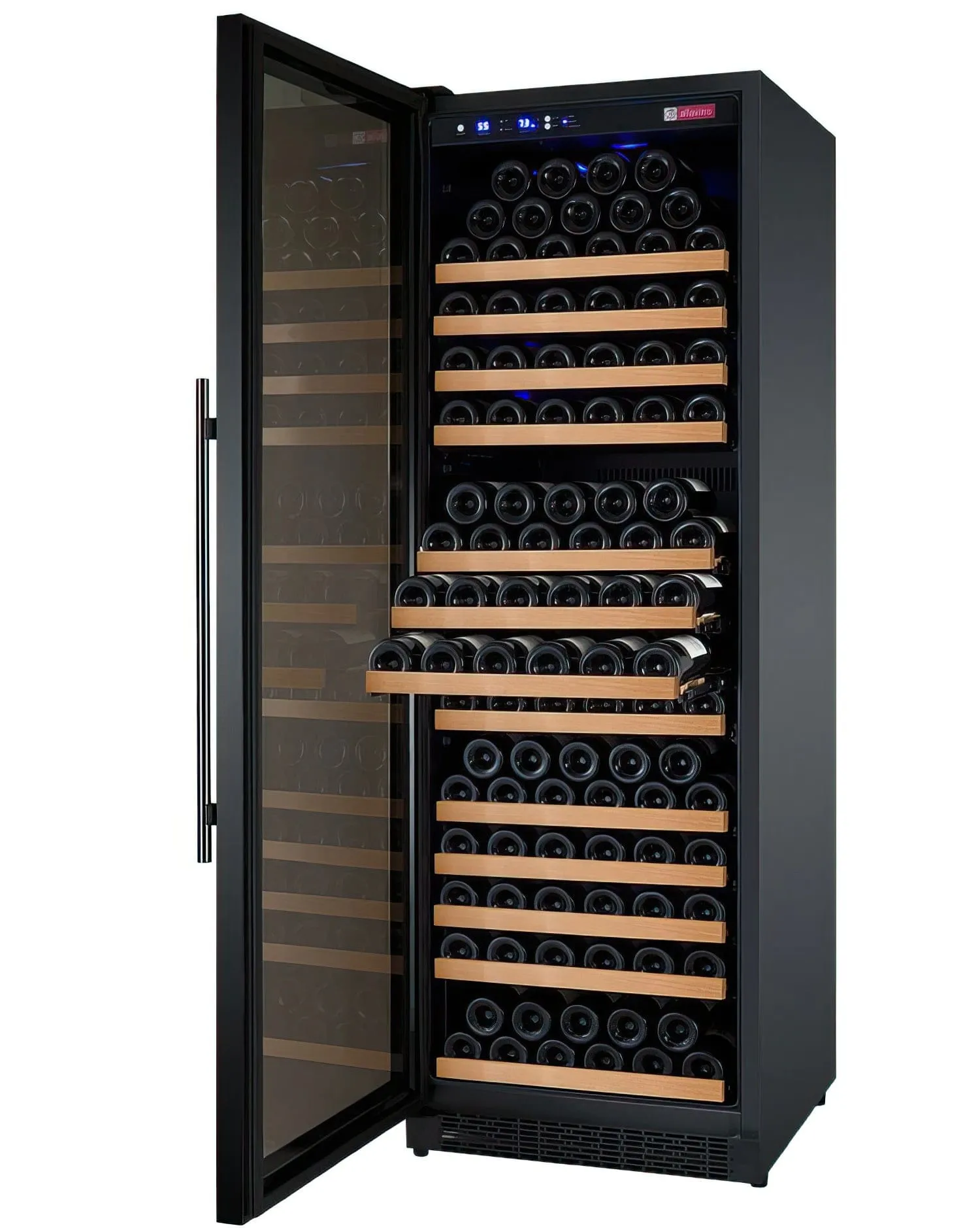 24" Wide FlexCount II Tru-Vino 177 Bottle Single Zone Black Left Hinge Wine Refrigerator