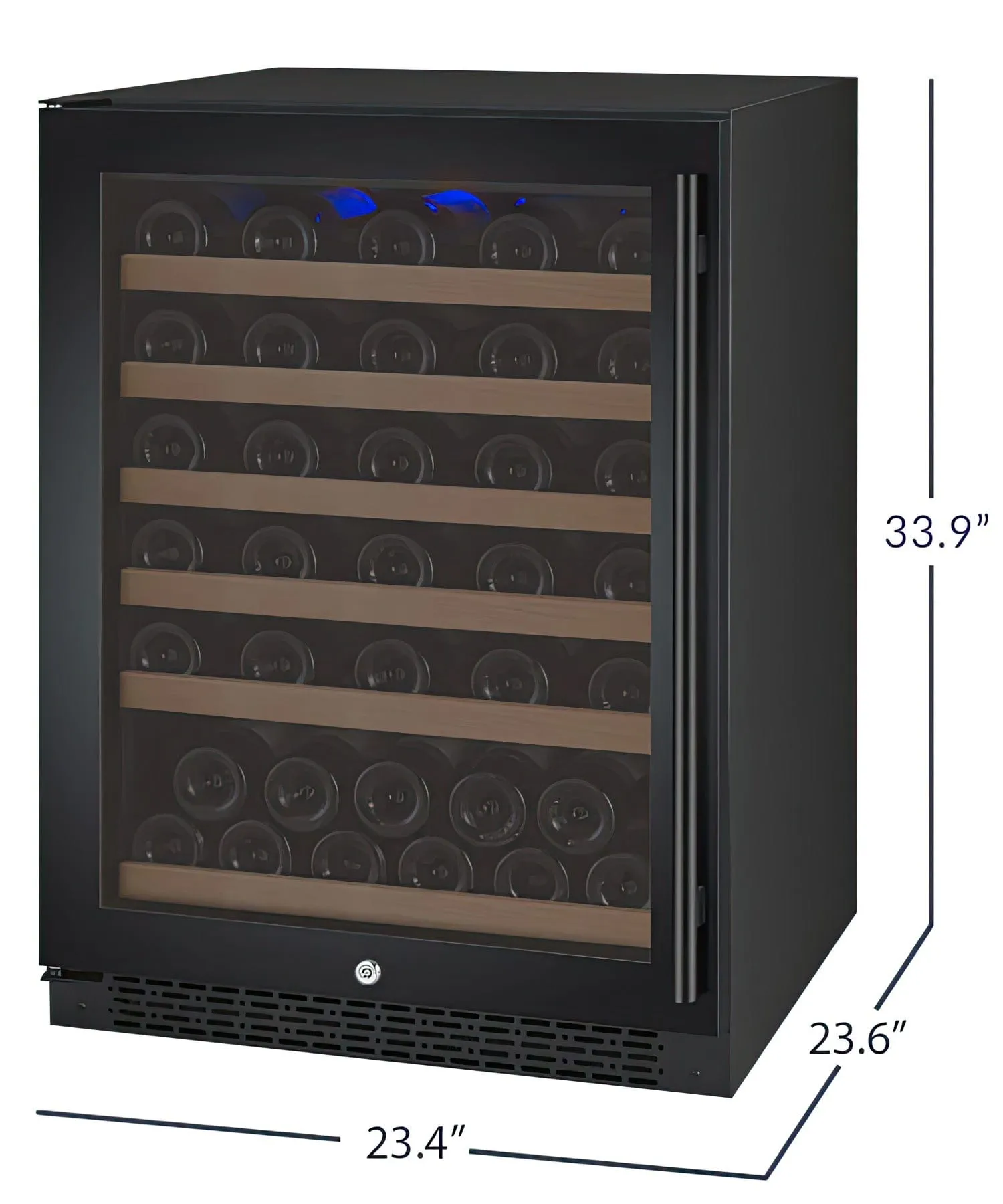 24" Wide FlexCount II Tru-Vino 56 Bottle Single Zone Black Left Hinge Wine Refrigerator