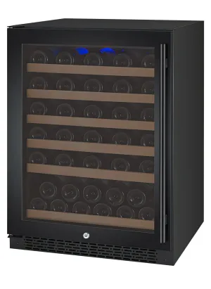 24" Wide FlexCount II Tru-Vino 56 Bottle Single Zone Black Left Hinge Wine Refrigerator