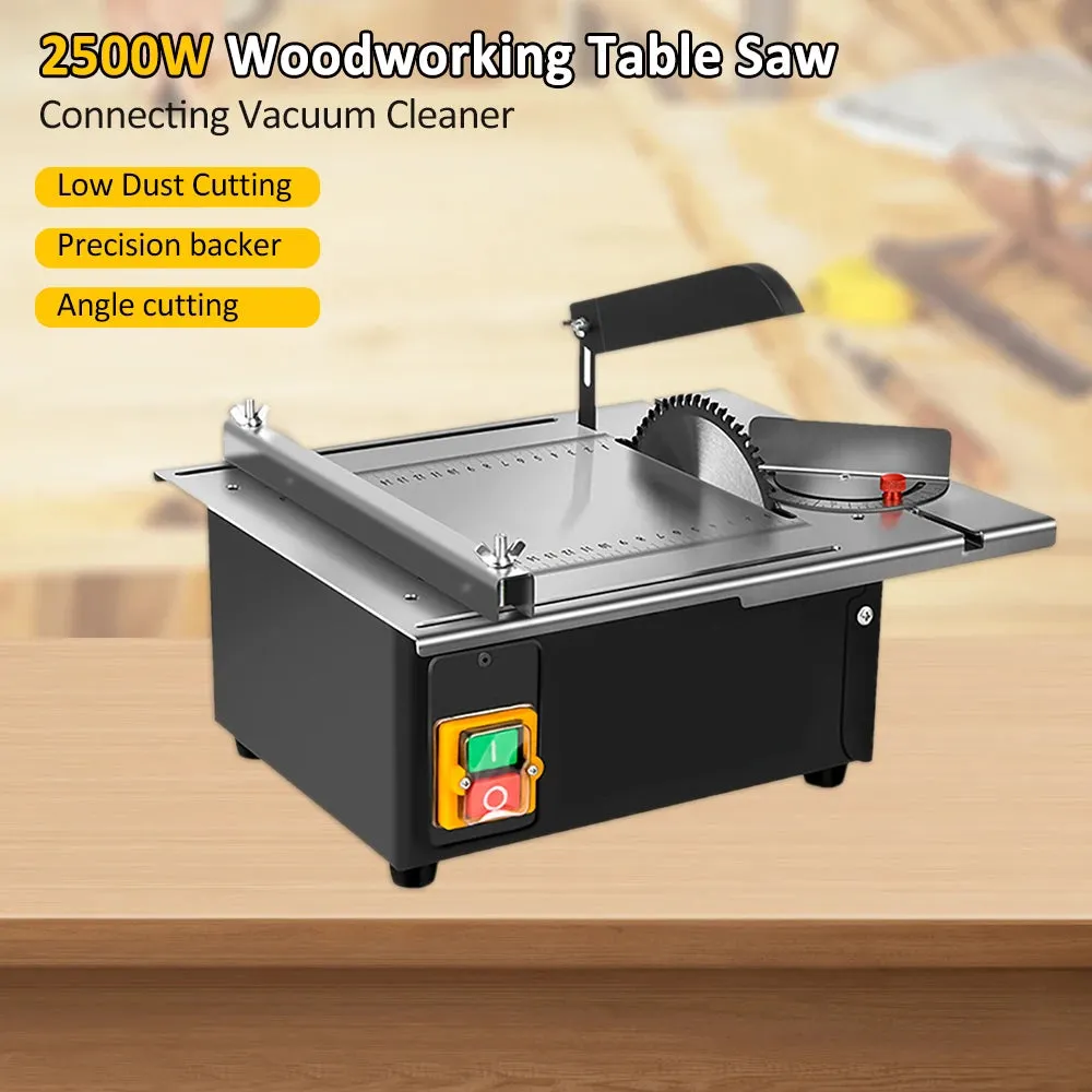 2500W Woodworking Table Saw Upgraded Stainless Steel Table Top with Angle Ruler and Adjustable Backing 180° angle Adjustable