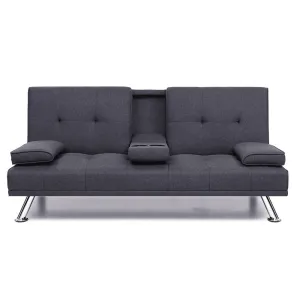 3 Seater Sofa Bed Recliner Futon (Dark Grey)