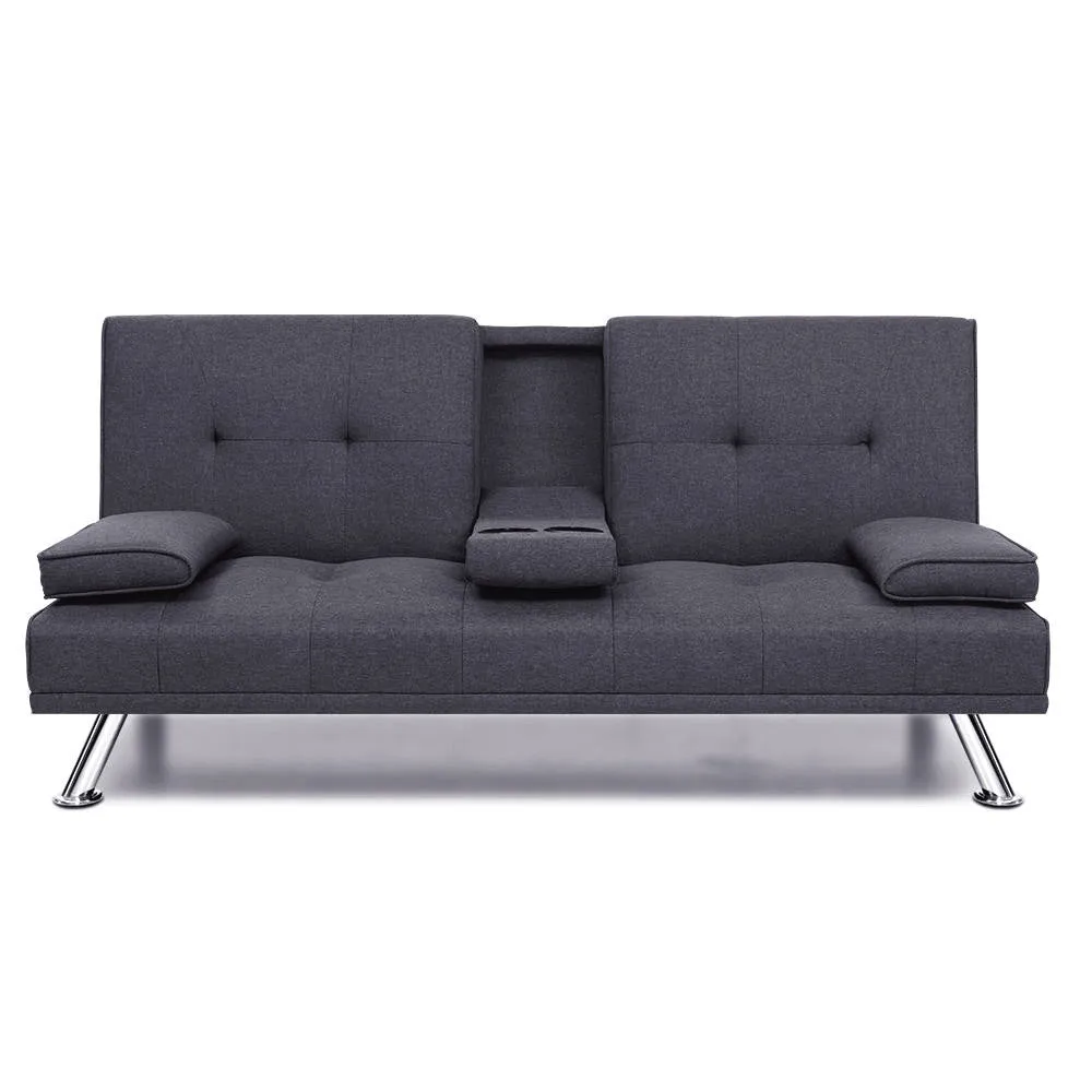 3 Seater Sofa Bed Recliner Futon (Dark Grey)