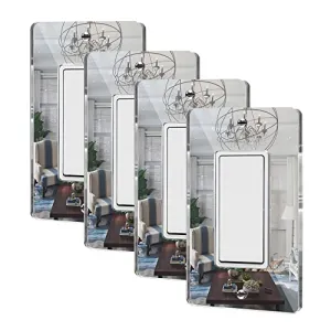 4PC Mirror Light Switch Plates Single Rocker 4.72" X 2.91" Switch Light Cover Durable Wall Plates Decorative Outlet Covers Acrylic Mirrored（Single Rocker）