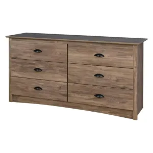 6-Drawer Double Dresser Soft Close Gray finish