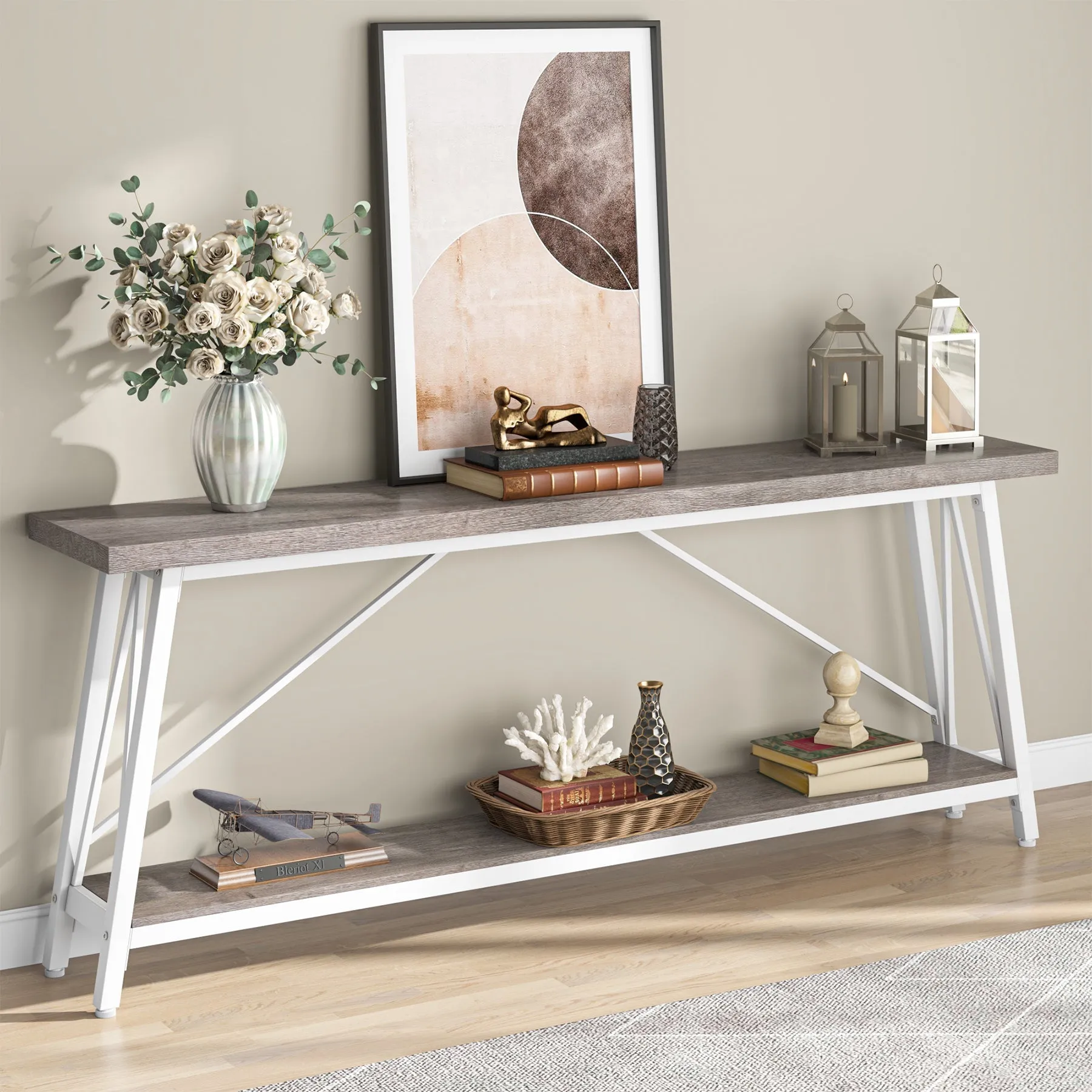 70.9" Console Table, Extra Long Sofa Table Behind Couch