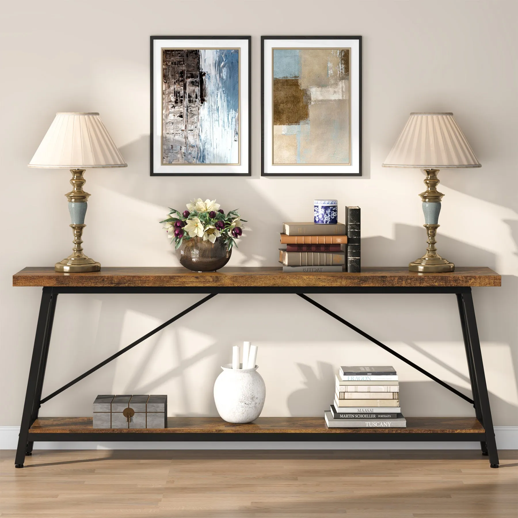 70.9" Console Table, Extra Long Sofa Table Behind Couch