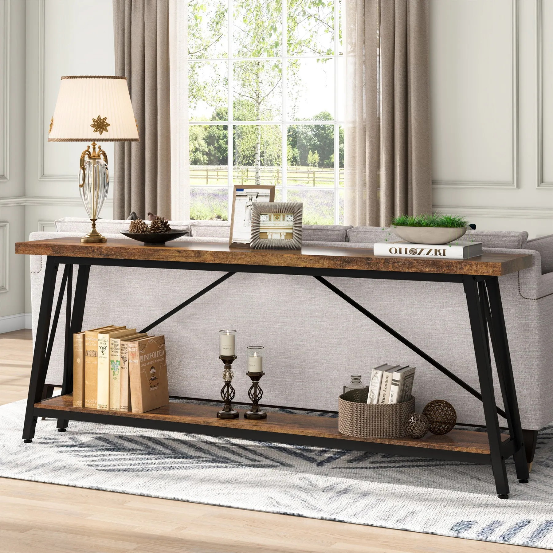 70.9" Console Table, Extra Long Sofa Table Behind Couch