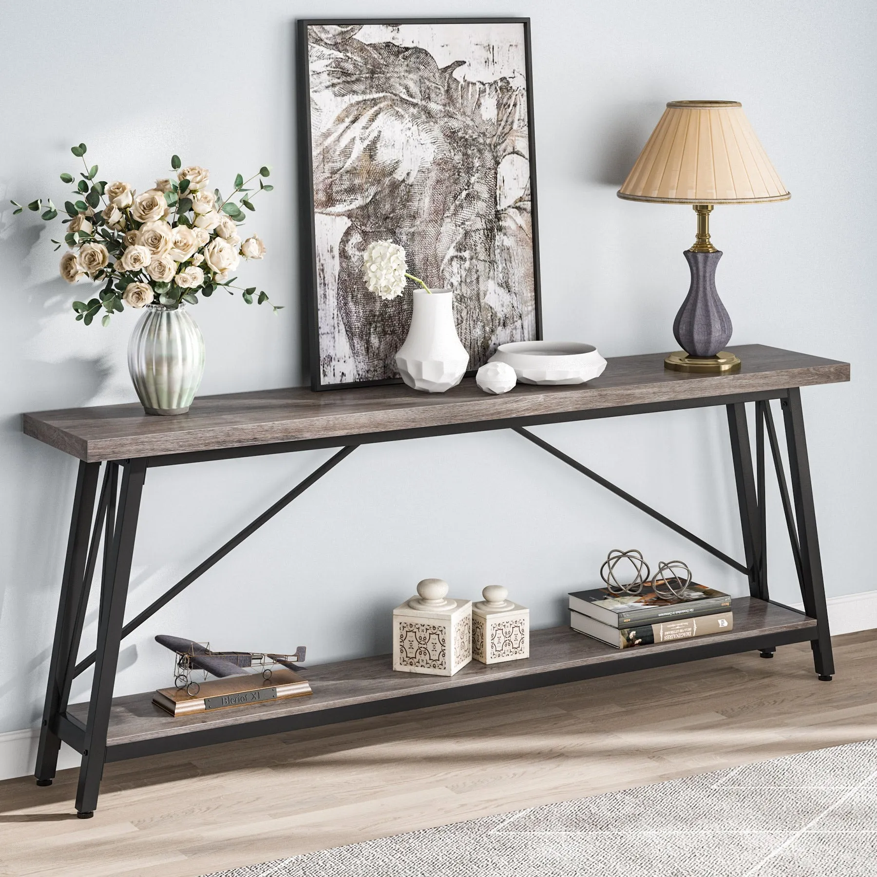 70.9" Console Table, Extra Long Sofa Table Behind Couch