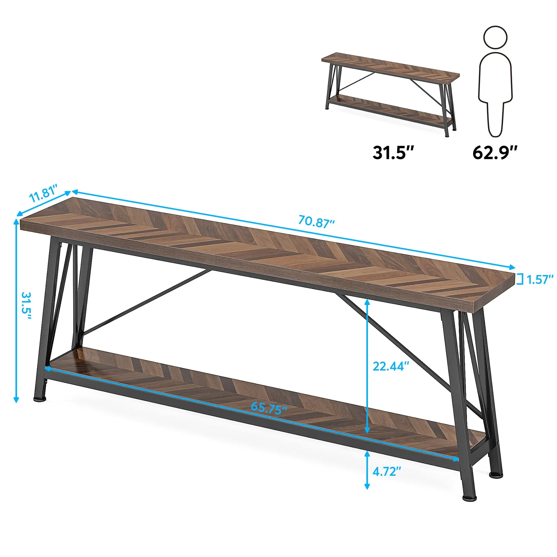 70.9" Console Table, Extra Long Sofa Table Behind Couch