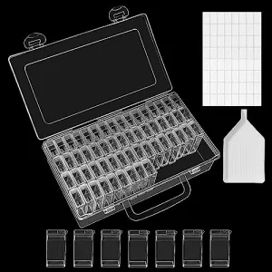 ABOUT SPACE Diamond Painting Storage Box - 64 Slots Bead Storage Boxes with 64 Labels and 1 Pouring Funnel