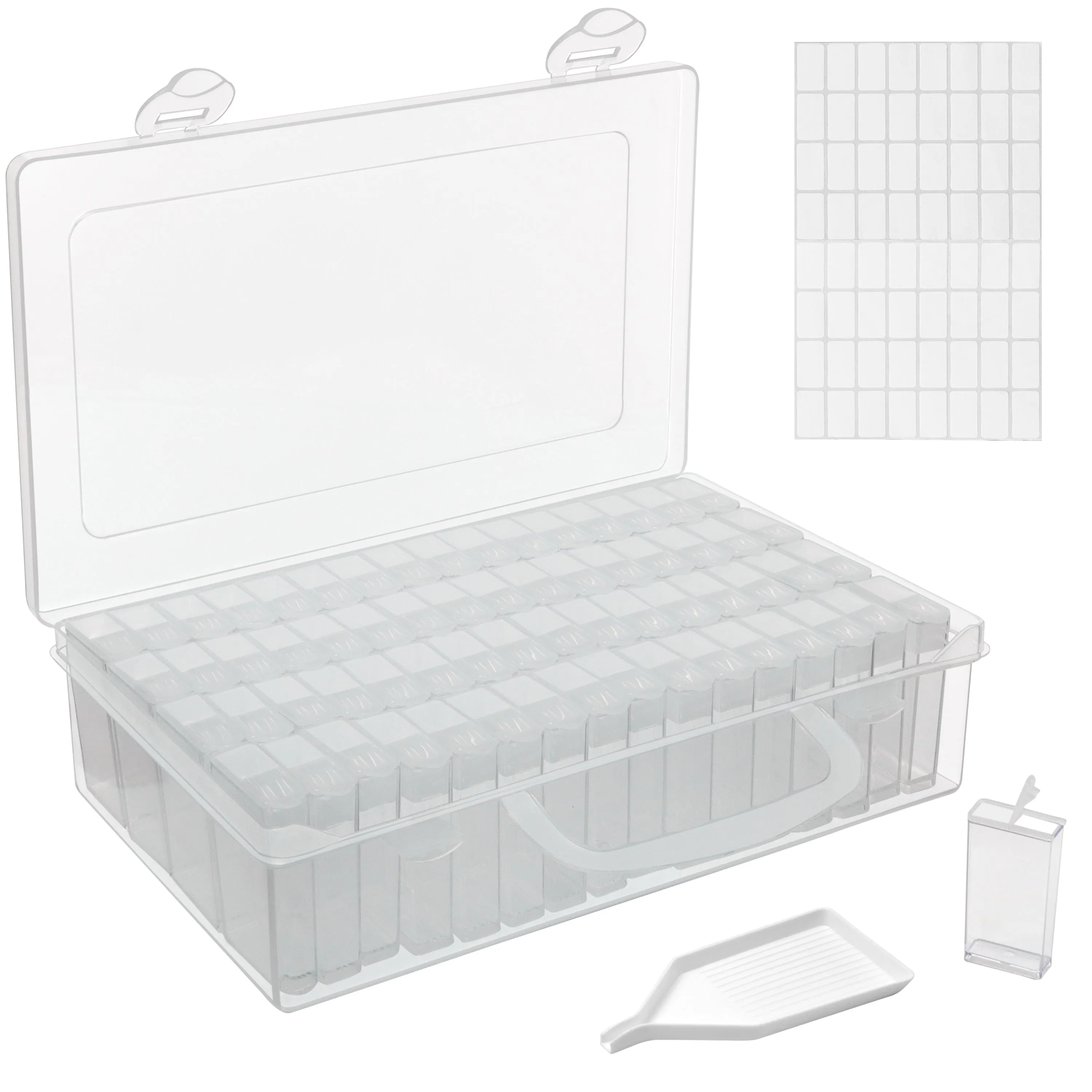 ABOUT SPACE Diamond Painting Storage Box - 64 Slots Bead Storage Boxes with 64 Labels and 1 Pouring Funnel