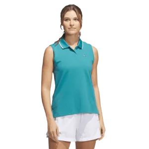 Adidas Ladies Go-To Piqué Sleeveless Golf Polo Shirt - Turquoise