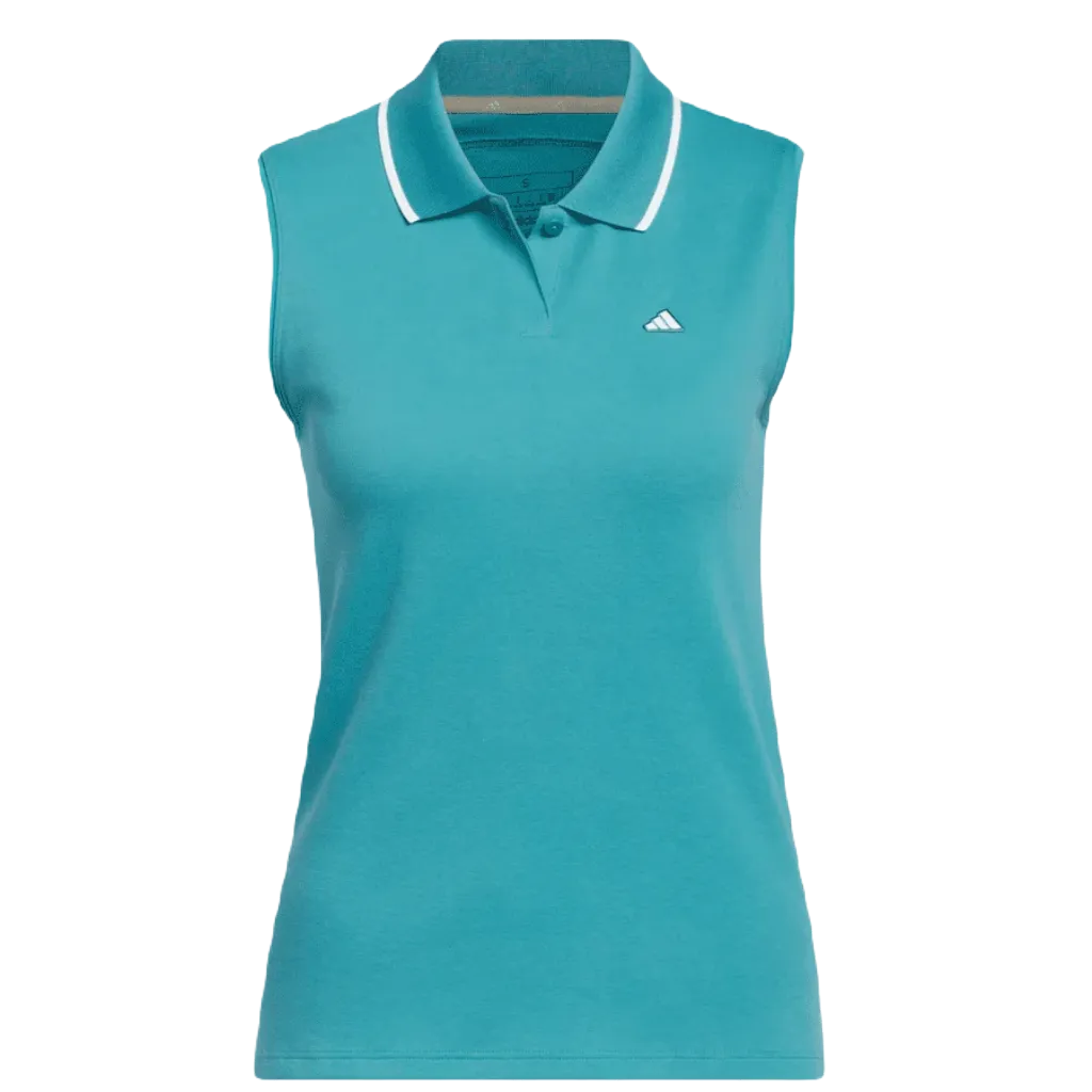 Adidas Ladies Go-To Piqué Sleeveless Golf Polo Shirt - Turquoise