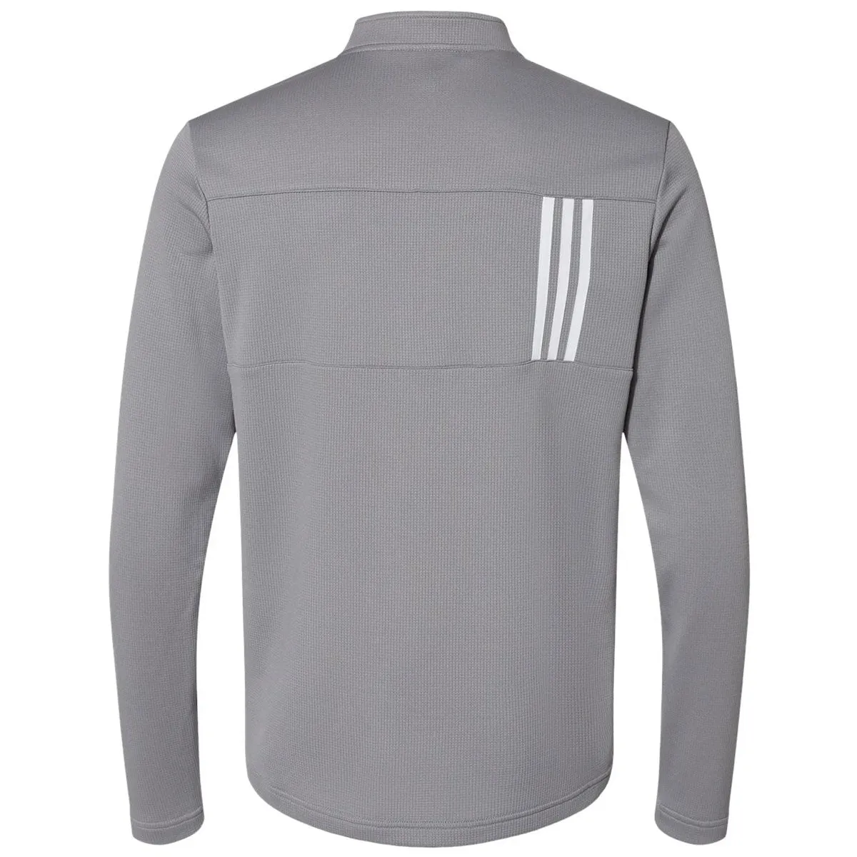 adidas Men's Grey Three/White 3-Stripes Double Knit Quarter-Zip Pullover