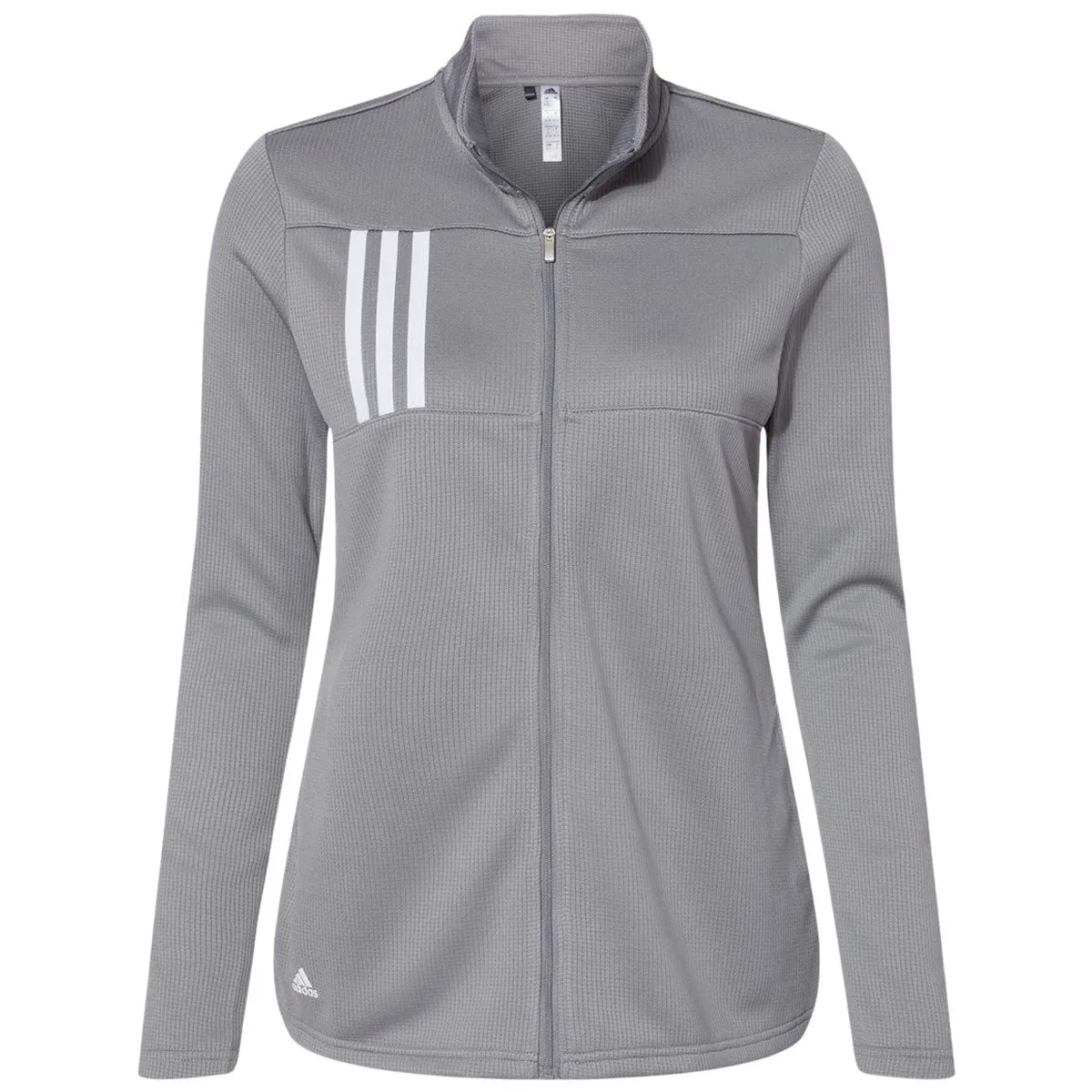 adidas Women's Grey Three/White 3-Stripes Double Knit Full-Zip