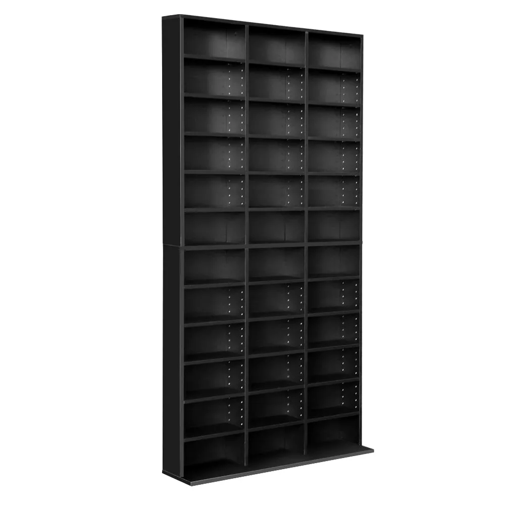 Adjustable Black Bookshelf CD DVD Storage Rack - Artiss