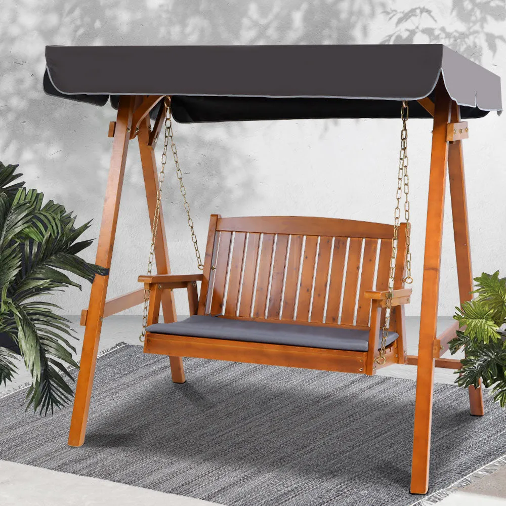 Adjustable Wooden Garden Swing Chair with Canopy, 2 Seater - Gardeon