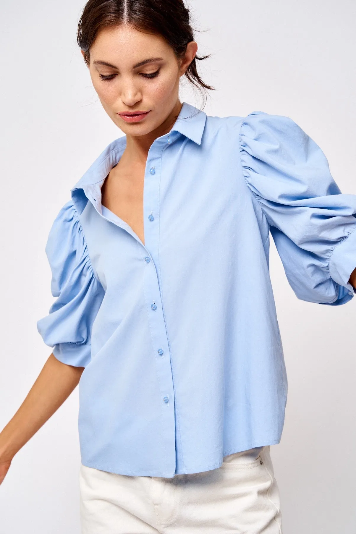 Afina Exaggerated Puff Sleeve Button Down