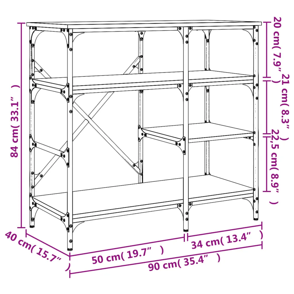 Baker's Rack Sonoma Oak 90x40x84 cm Engineered Wood and Metal