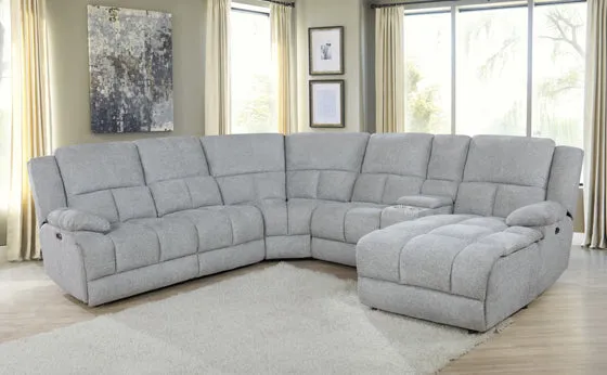 Belize 6-Piece Pillow Top Arm Power Sectional Grey