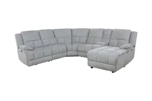 Belize 6-Piece Pillow Top Arm Power Sectional Grey