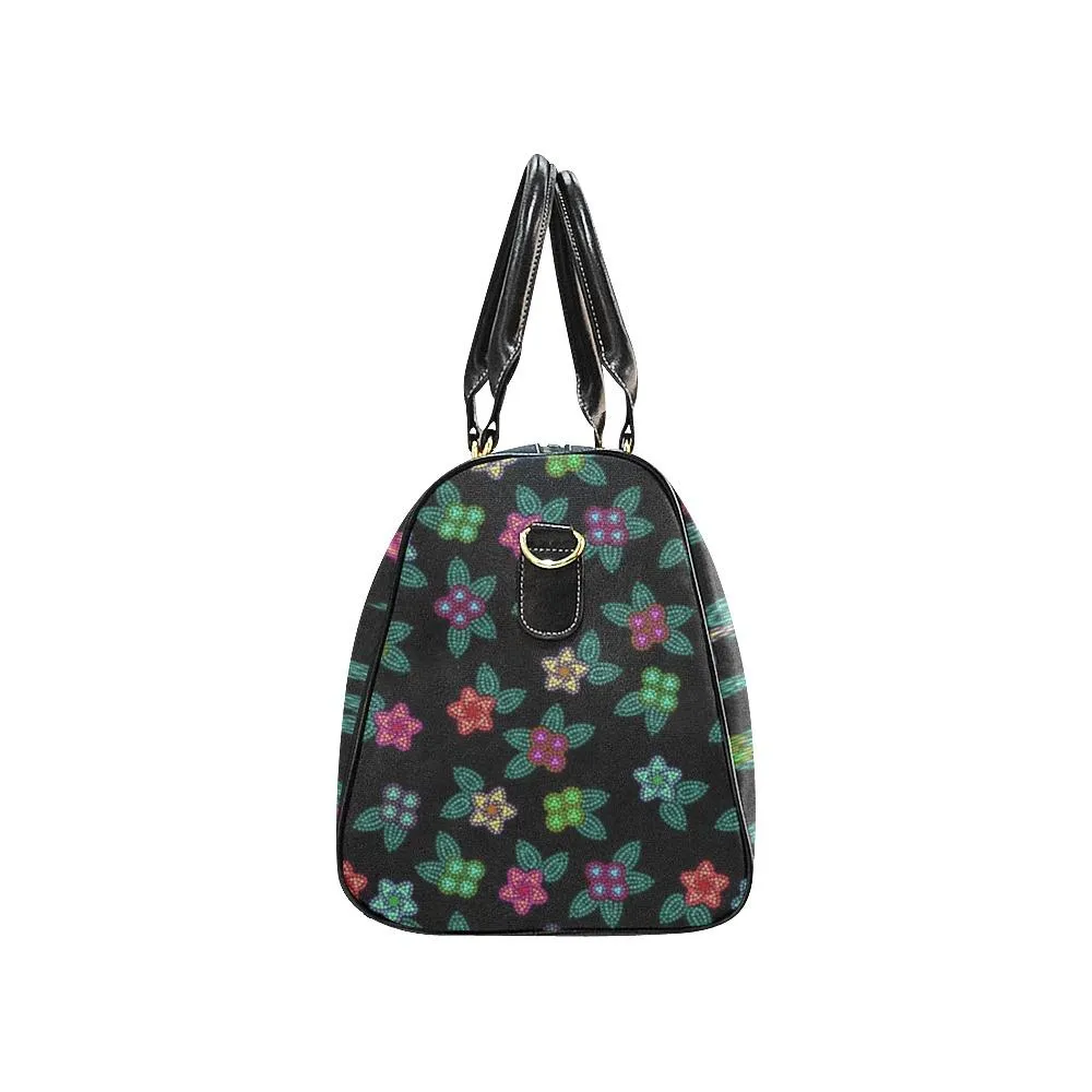 Berry Flowers Black Waterproof Travel Bag/Small