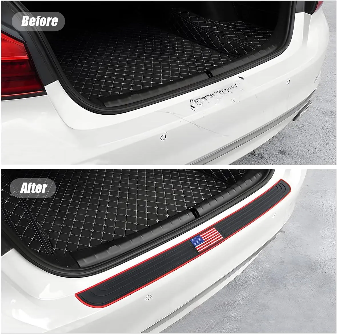 Car Rear Bumper Protector Guard, Anti-Scratch Rubber Trunk Door Sill Trim Cover