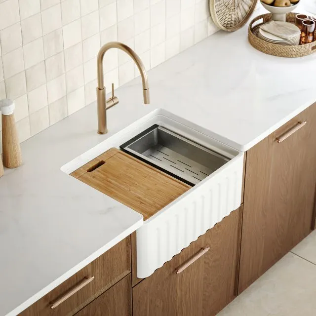 Caroma Liano II Lead Free Pull Out Sink Mixer - Brushed Brass