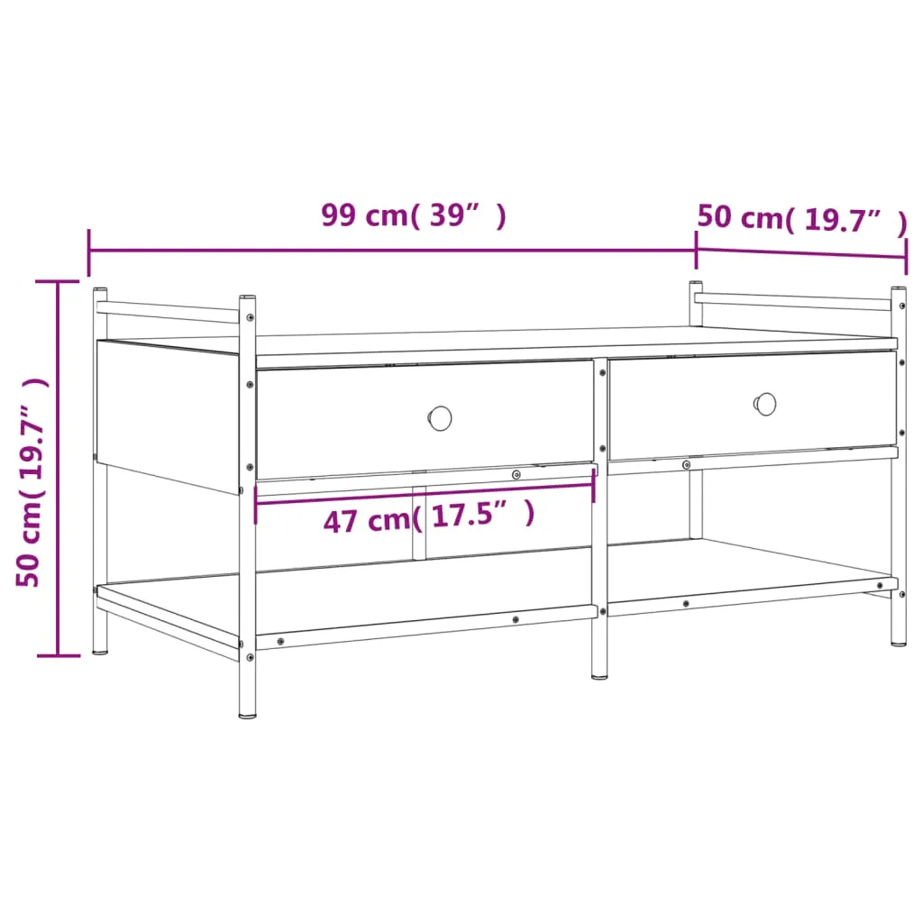 Coffee Table Brown Oak 99x50x50 cm Engineered Wood