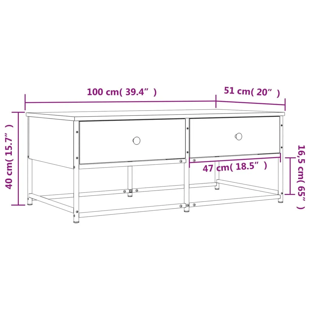 Coffee Table Sonoma Oak 100x51x40 cm Engineered Wood