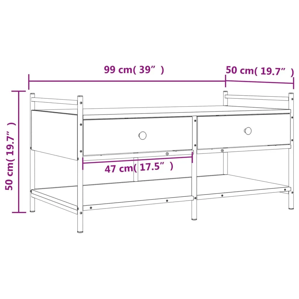 Coffee Table Sonoma Oak 99x50x50 cm Engineered Wood