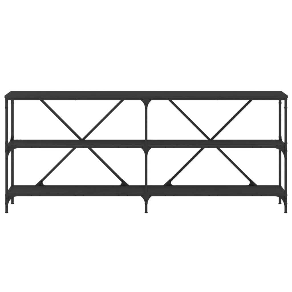 Console Table Black 180x30x75 cm Engineered Wood and Iron