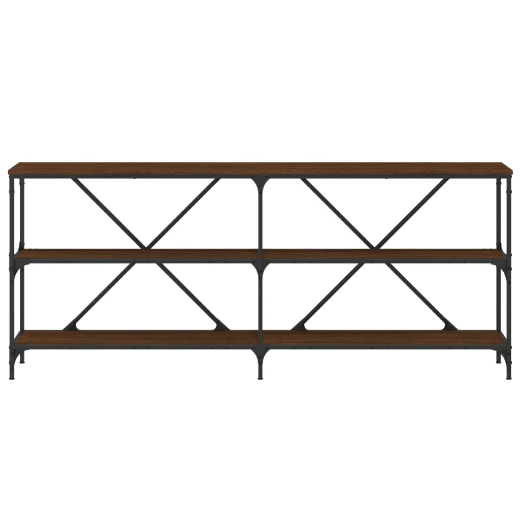 Console Table Brown Oak 180x30x75 cm Engineered Wood and Iron