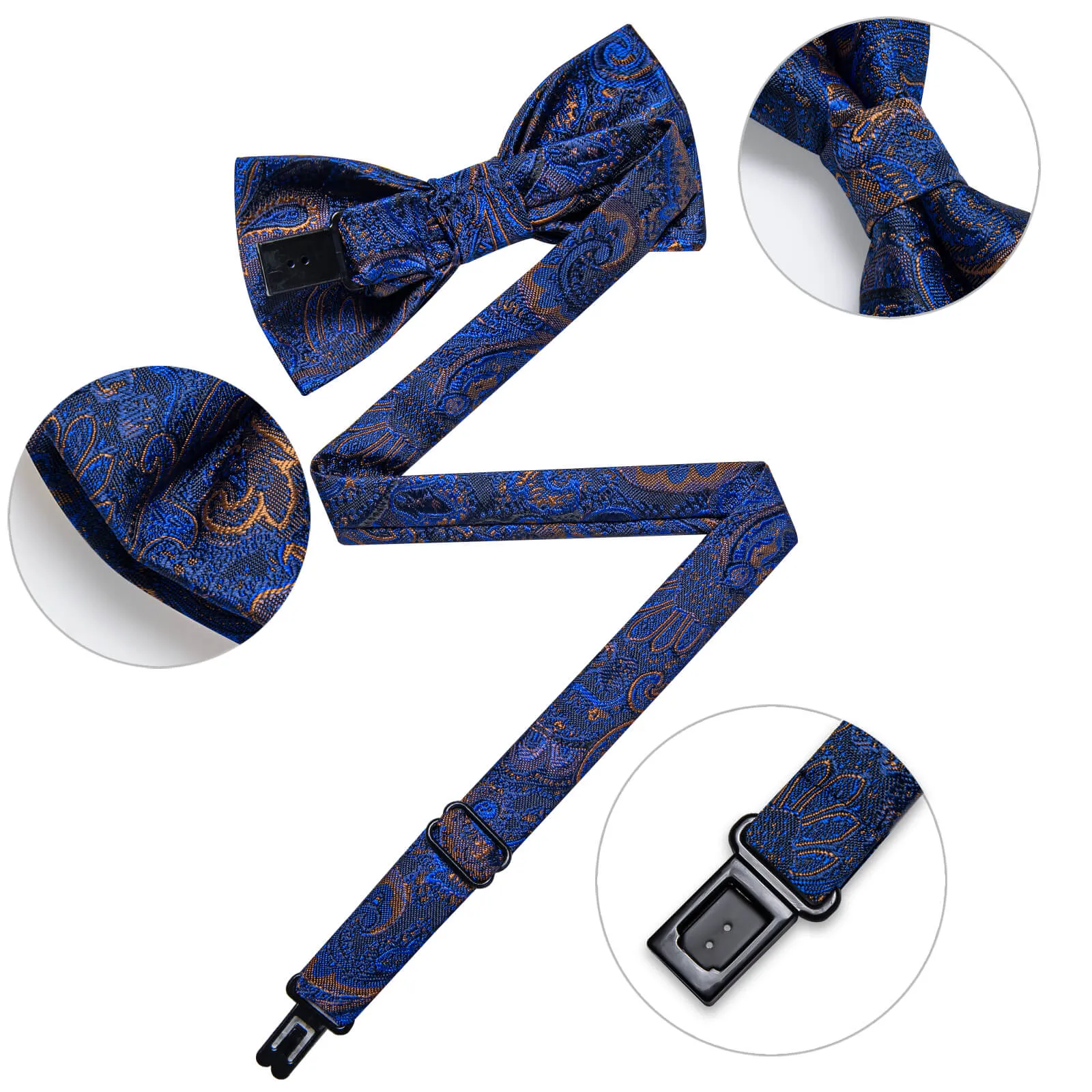 DiBanGu Kids Bow Tie Berry Blue Brown Floral Silk Pre-Bow Tie Hanky Set