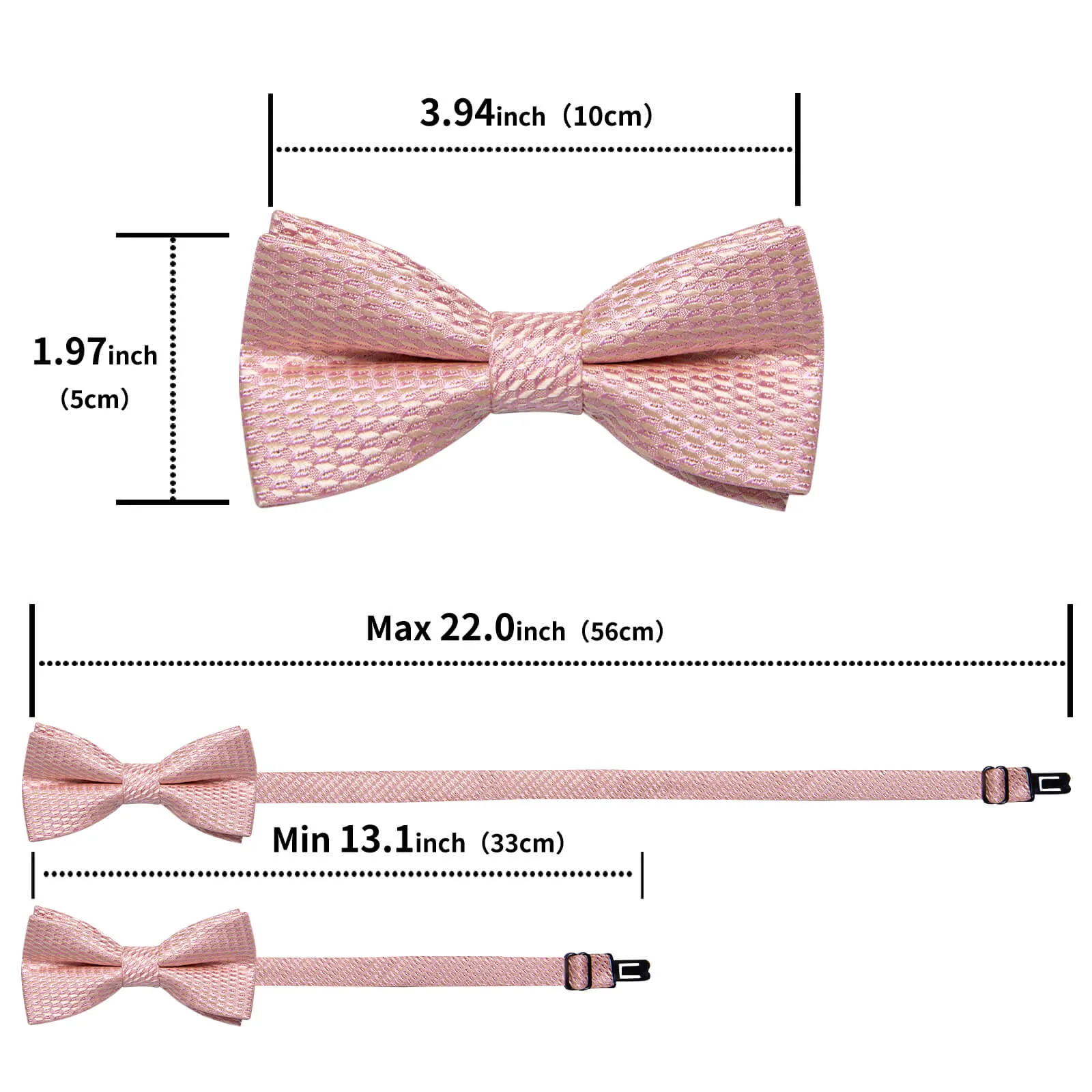 DiBanGu Kids Bow Tie Light Pink Geometric Silk Pre-Bow Tie Hanky Set