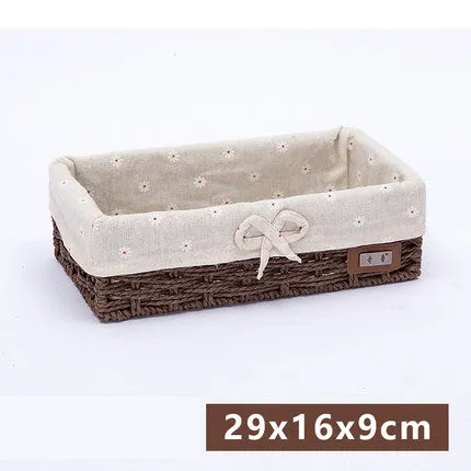 Fabric Desktop Storage Straw Storage Basket