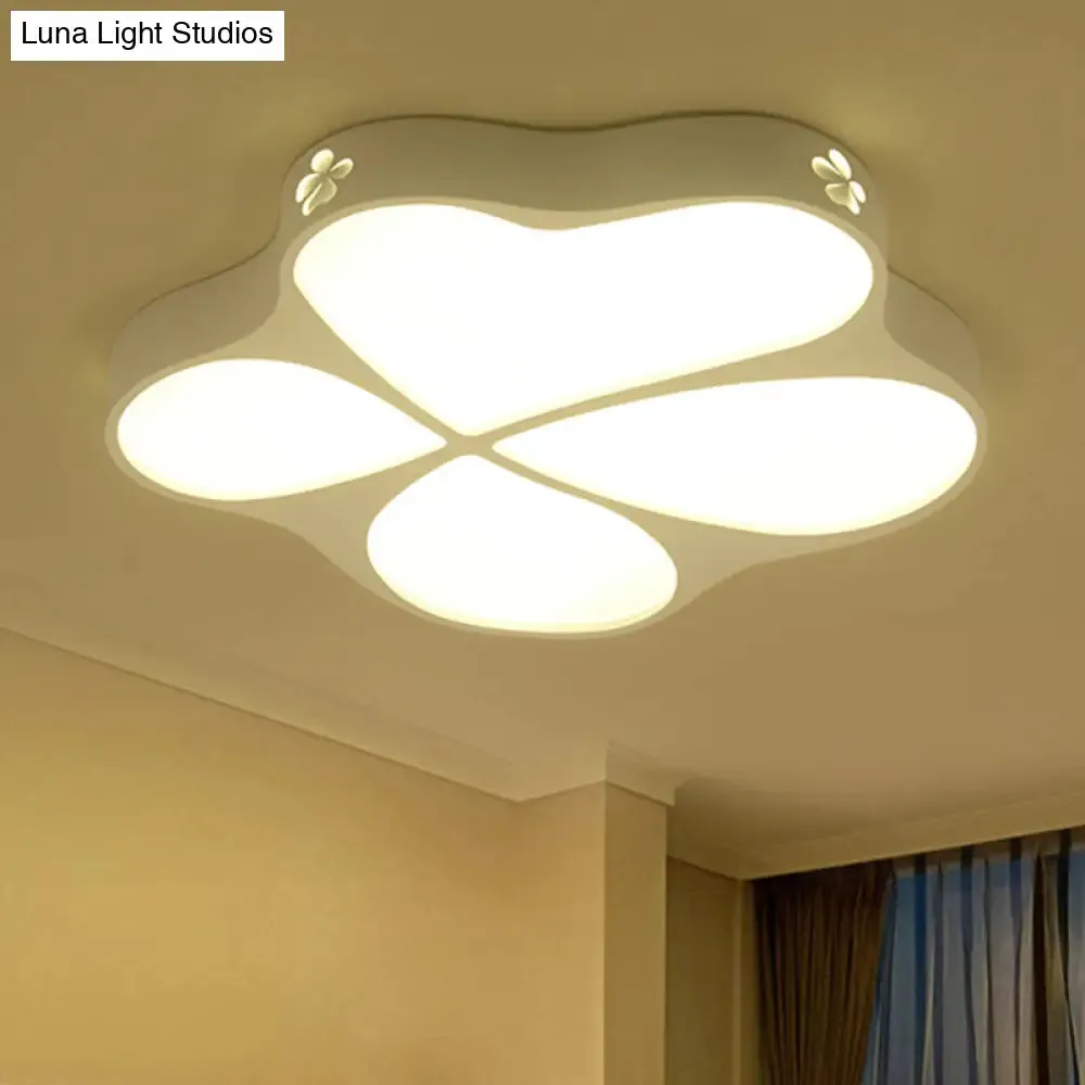 Floral Acrylic Ceiling Mount Light: Elegant Contemporary Lamp in White Finish