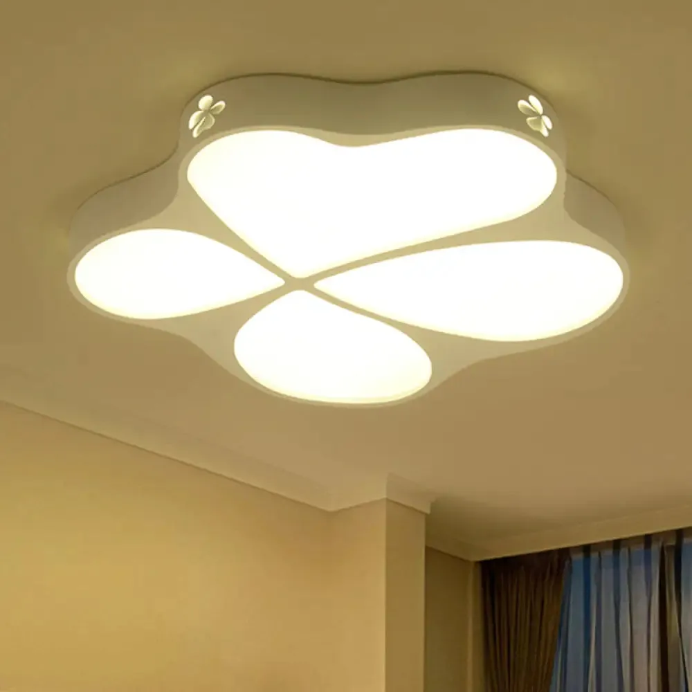 Floral Acrylic Ceiling Mount Light: Elegant Contemporary Lamp in White Finish