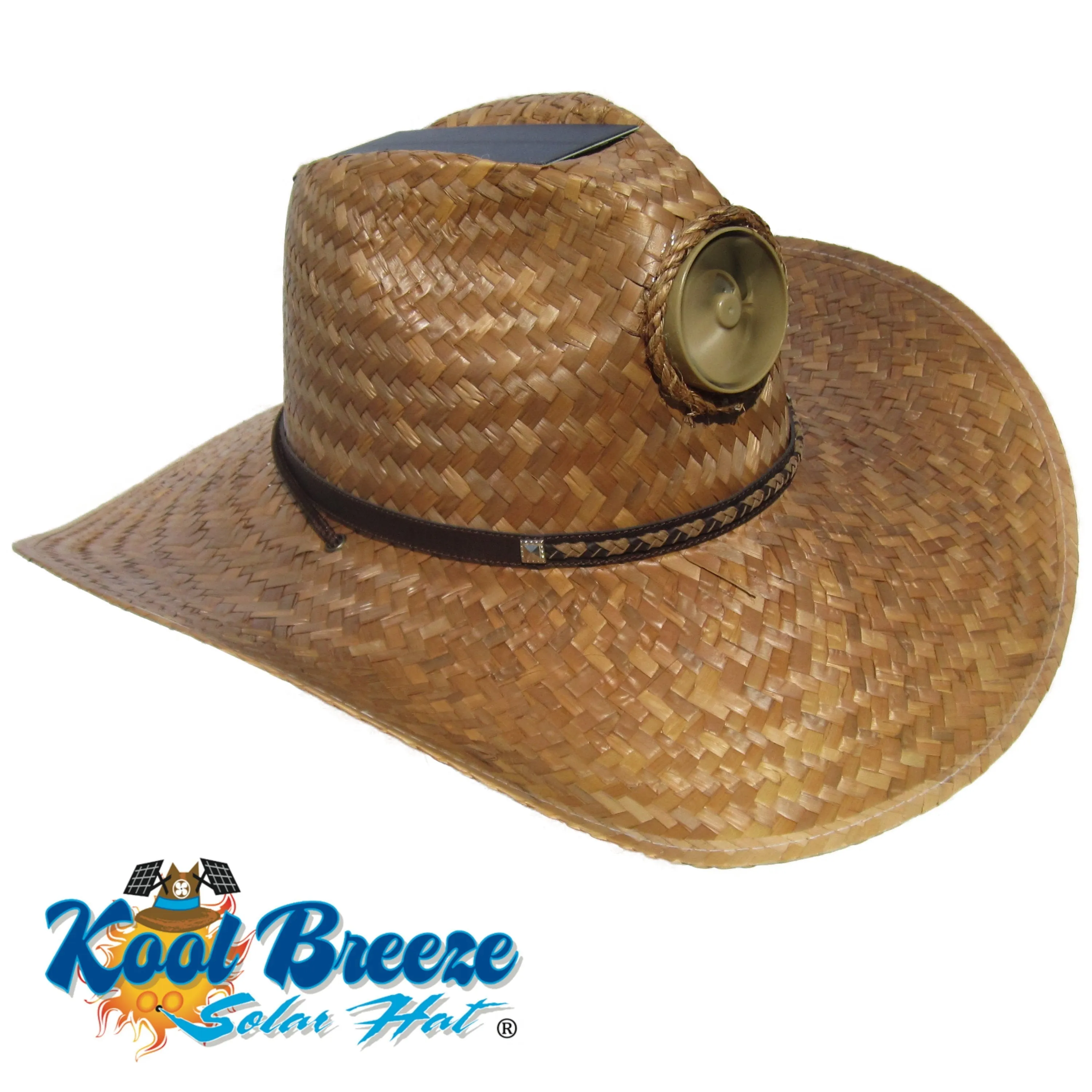 Gentlemen's  Brown with Thin Band Solar Hat - Sun Hat with Fan, Extra Large