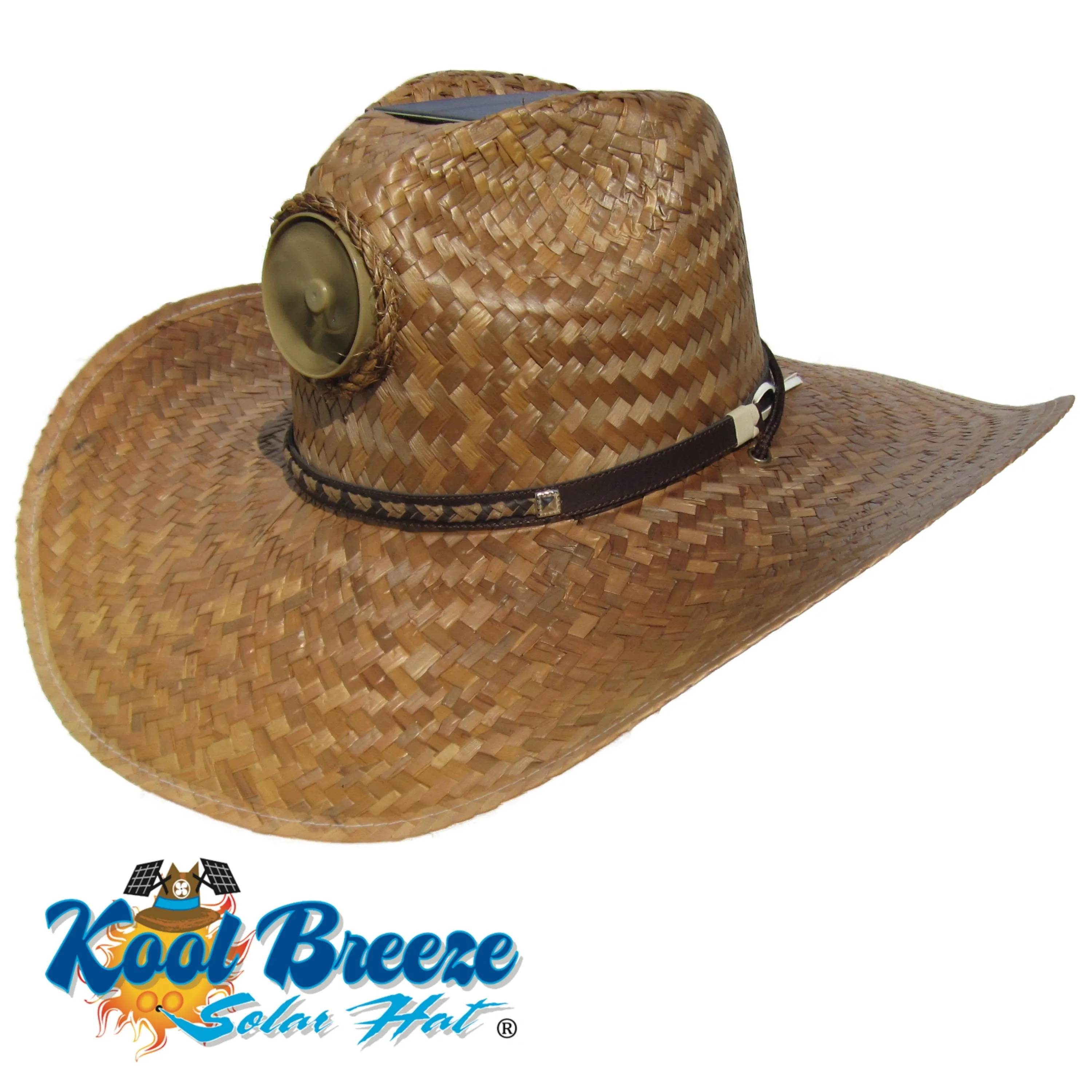 Gentlemen's  Brown with Thin Band Solar Hat - Sun Hat with Fan, Extra Large