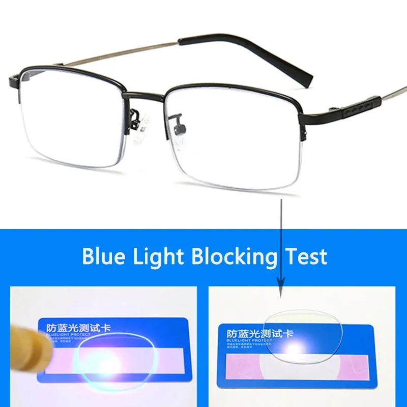 Half Rim Memory Titanium Photochromic Progressive Reading Glasses