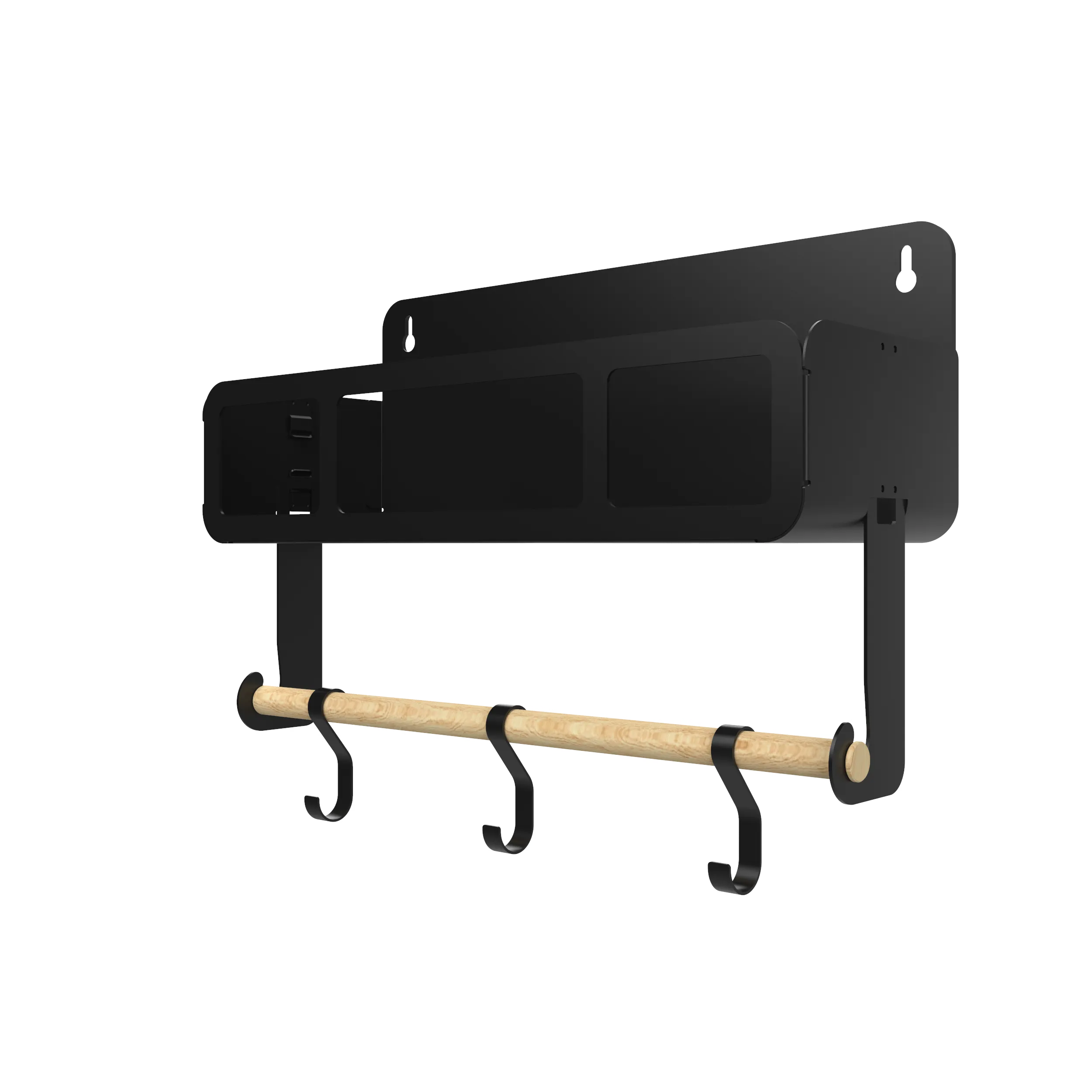 Hanging | Magnetic Rack System-Shelf With Brackets, Black