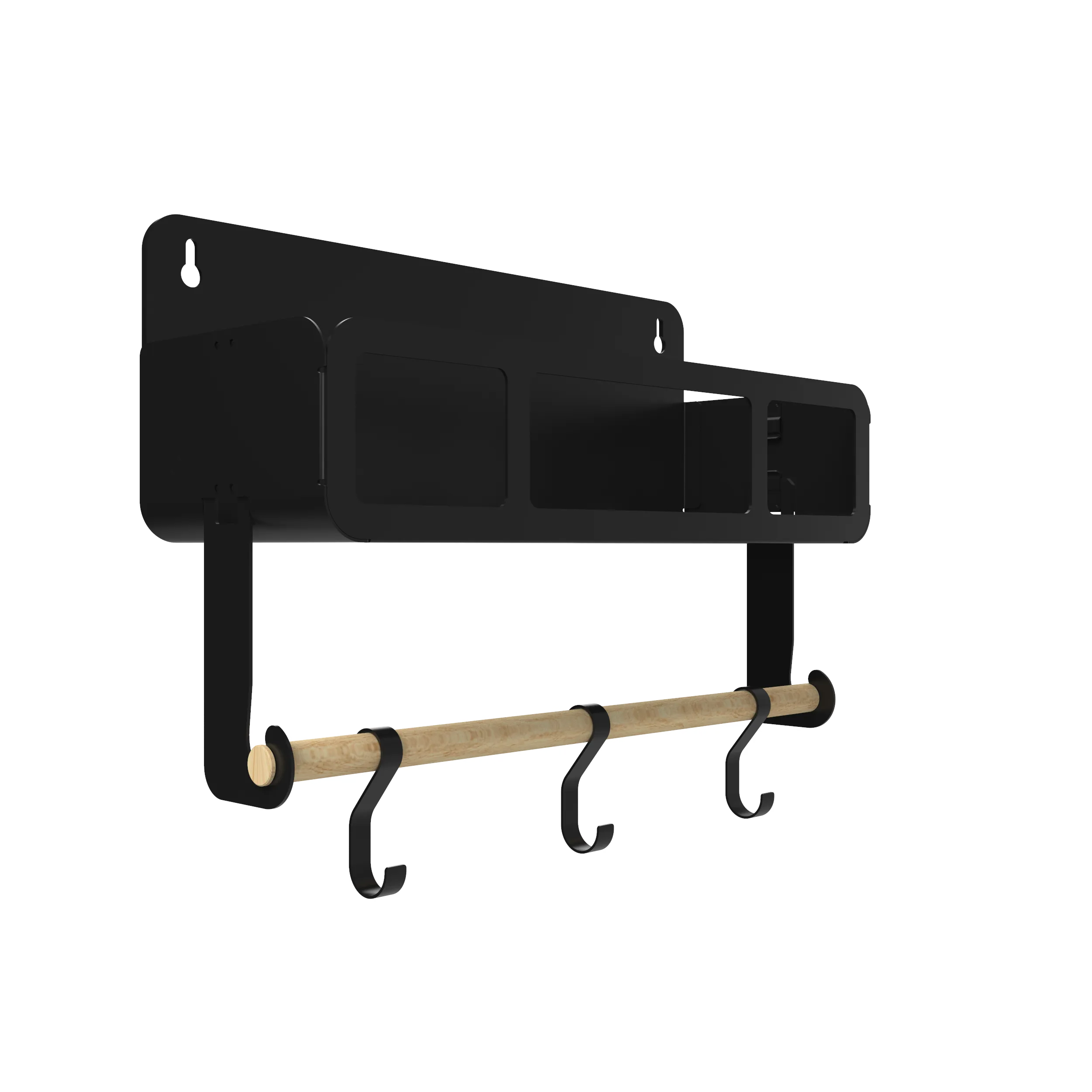 Hanging | Magnetic Rack System-Shelf With Brackets, Black