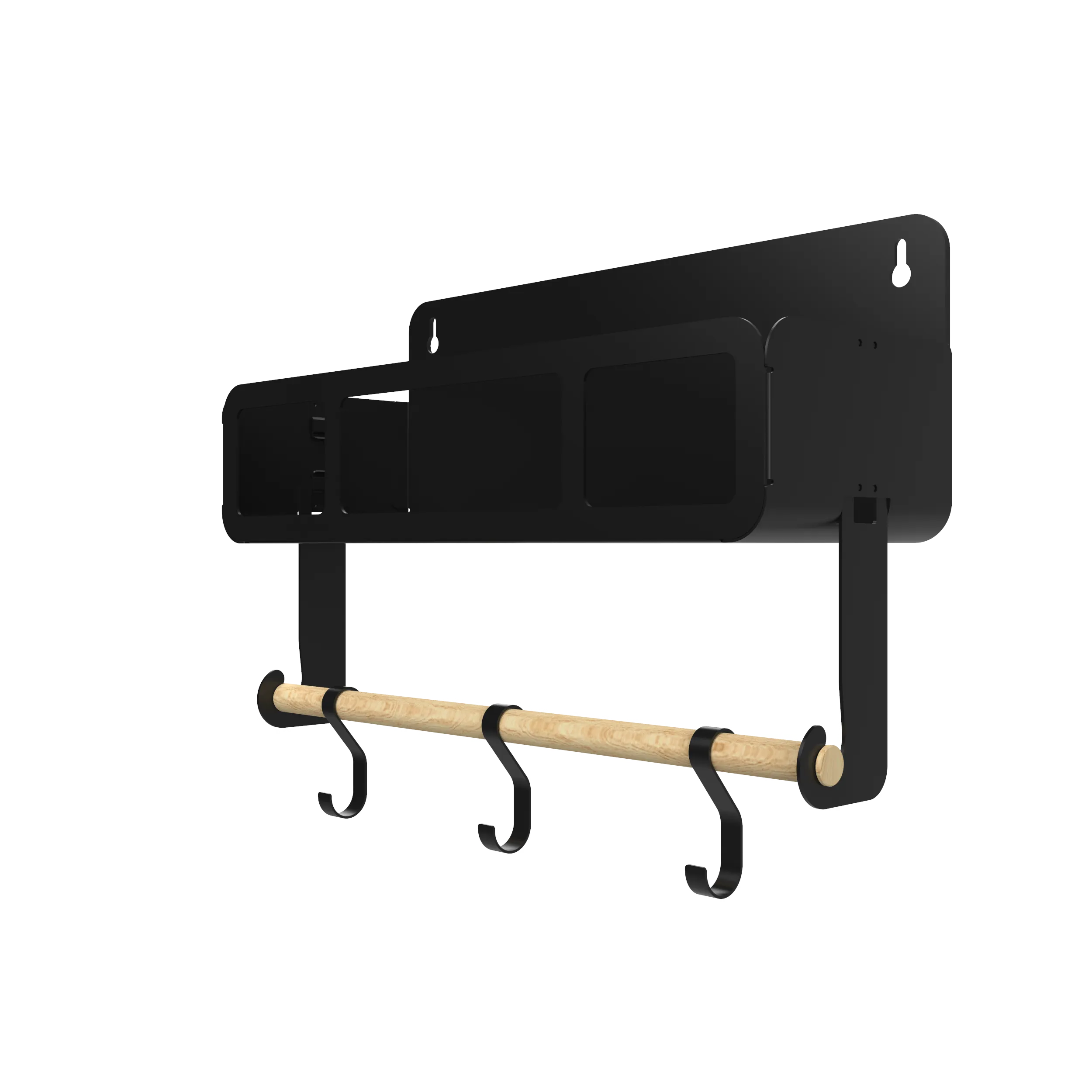 Hanging | Magnetic Rack System-Shelf With Brackets, Black