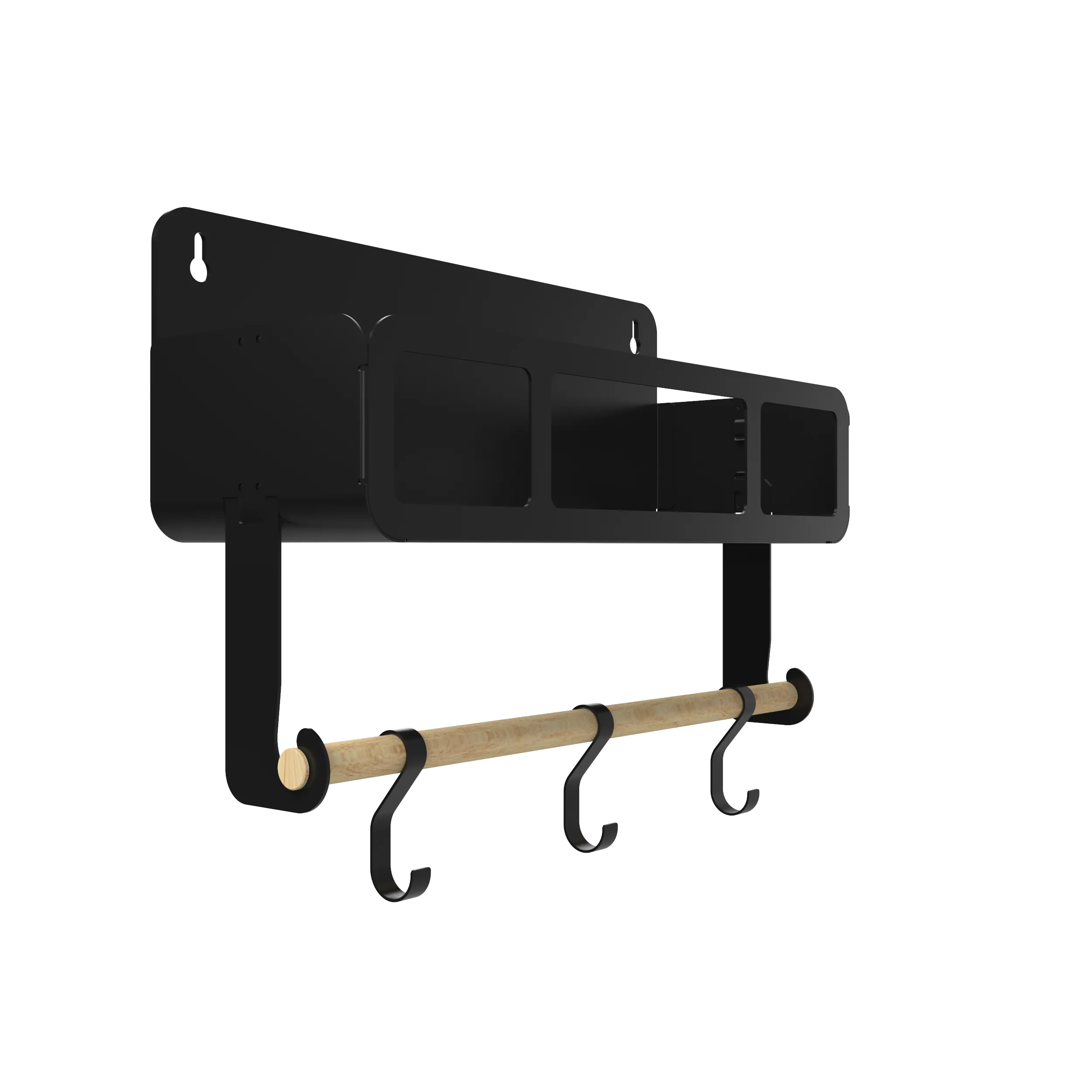 Hanging | Magnetic Rack System-Shelf With Brackets, Black