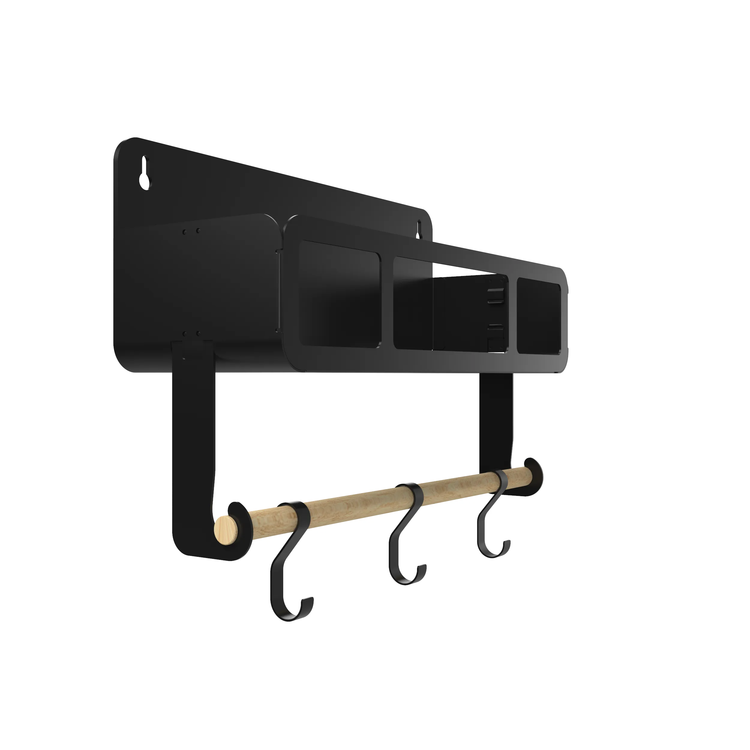 Hanging | Magnetic Rack System-Shelf With Brackets, Black