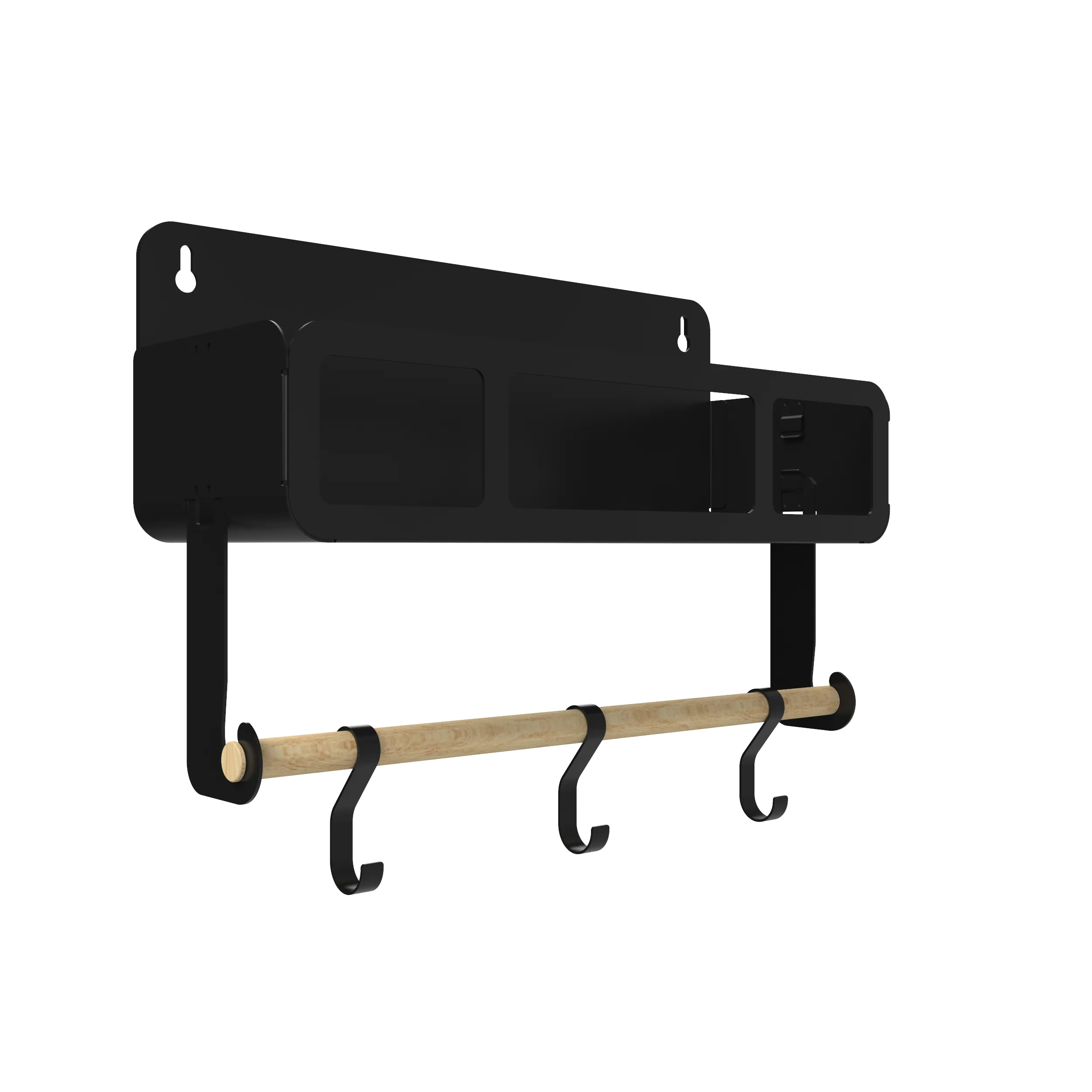 Hanging | Magnetic Rack System-Shelf With Brackets, Black