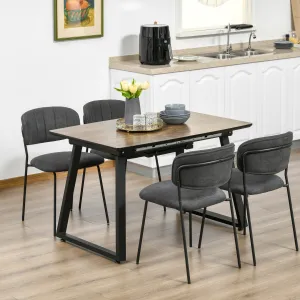 HOMCOM Extendable Dining Table - Rectangular Wood Effect, Steel Frame, Seats 4-6 - Ideal for Kitchen & Dining Room