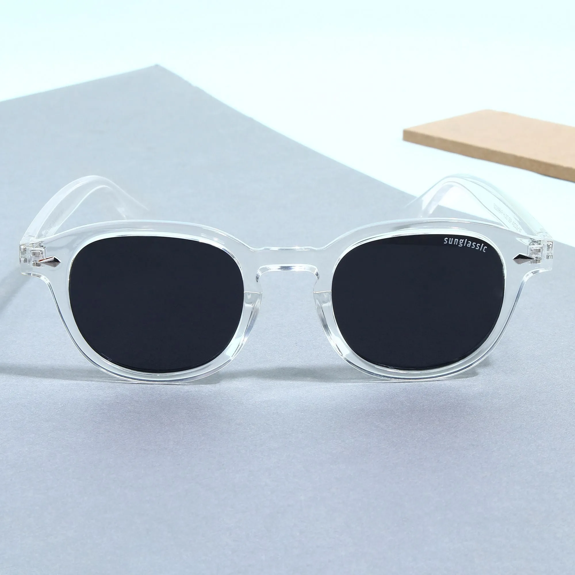 Hustler Clear Black Polarized Round Sunglasses